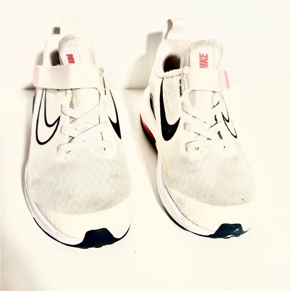 Nike Kids White and Black Sneakers with Pink Accents